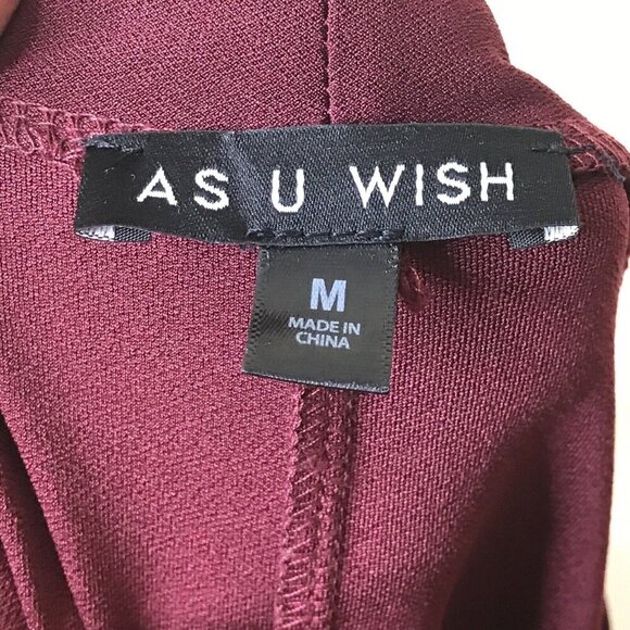 AS U WISH Womens Size M‎ Shift Dress Slip On Balloon Sleeve Straight Wine Maroon - Picture 7 of 9